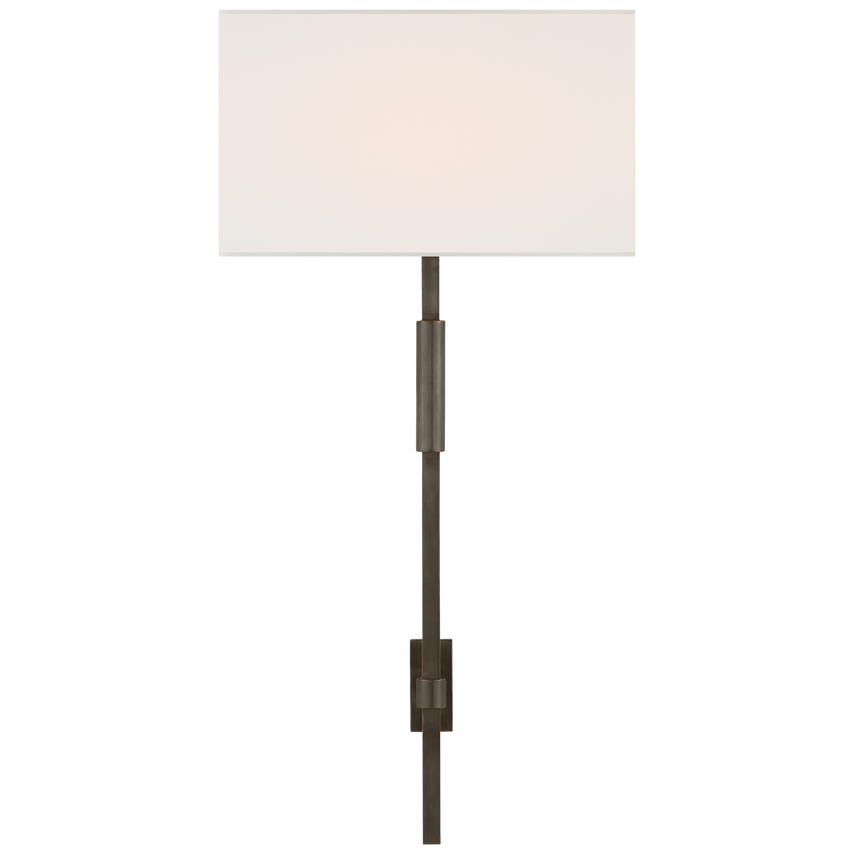 Audine Large Tail Sconce-Visual Comfort-VISUAL-S 2436BZ-L-Wall LightingBronze / Linen Shade-1-France and Son