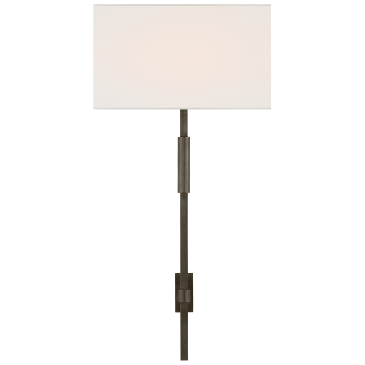 Audine Large Tail Sconce-Visual Comfort-VISUAL-S 2436BZ-L-Wall LightingBronze / Linen Shade-1-France and Son