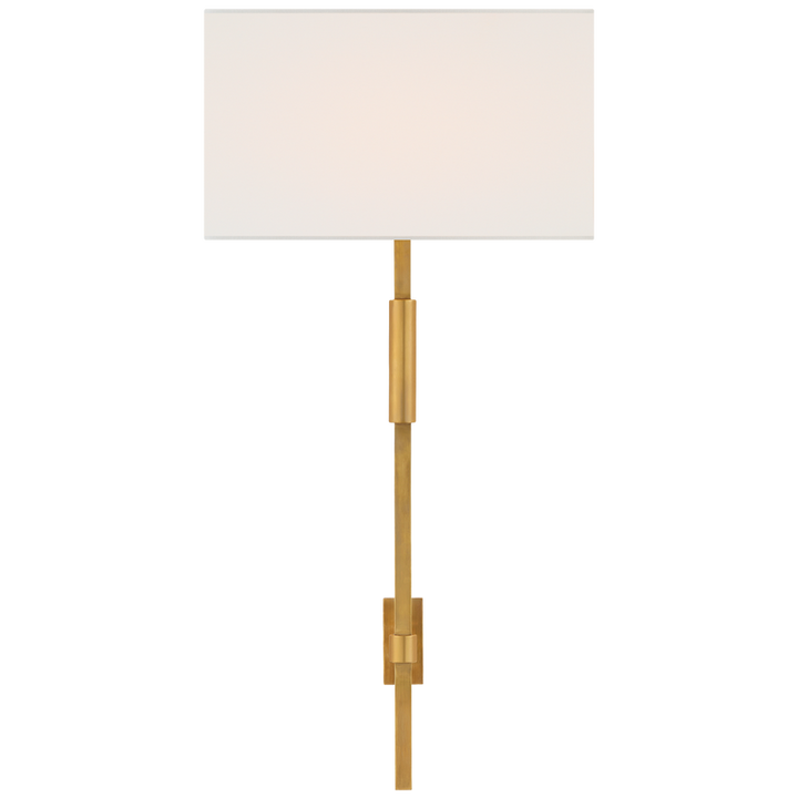 Audine Large Tail Sconce-Visual Comfort-VISUAL-S 2436HAB-L-Wall LightingHand-Rubbed Antique Brass / Linen Shade-2-France and Son