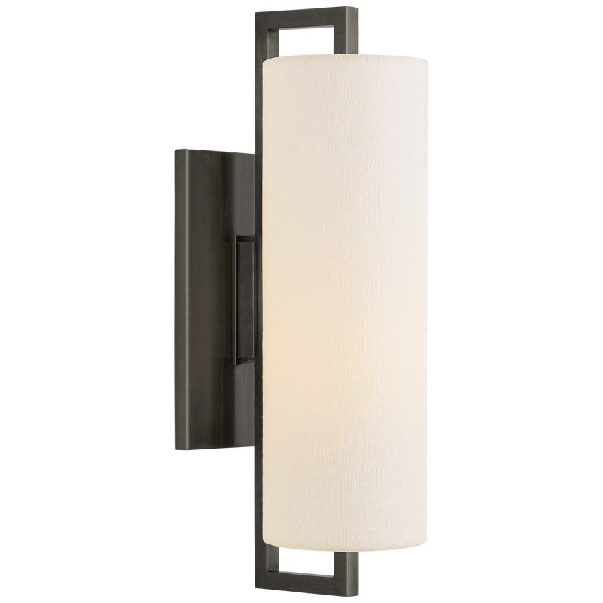 Bowie Medium Sconce-Visual Comfort-VISUAL-S 2520BZ-L-Wall LightingBronze/Linen Shade-1-France and Son