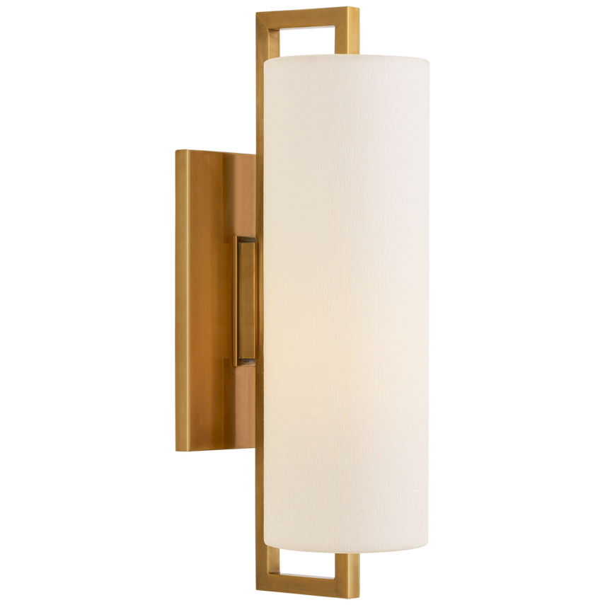 Bowie Medium Sconce-Visual Comfort-VISUAL-S 2520HAB-L-Wall LightingHand-Rubbed Antique Brass/Linen Shade-2-France and Son