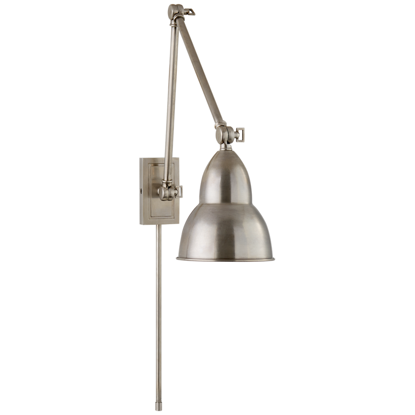 Frenchy Library Double Arm Wall Lamp-Visual Comfort-VISUAL-S 2602AN-Wall LightingAntique Nickel-1-France and Son