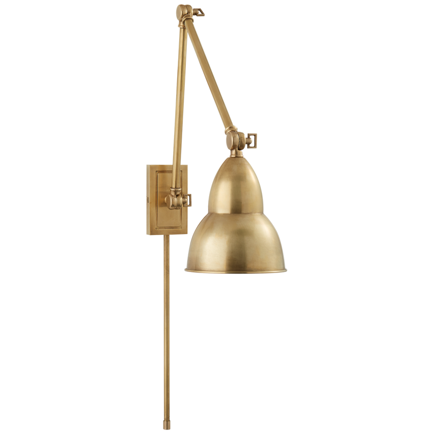 Frenchy Library Double Arm Wall Lamp-Visual Comfort-VISUAL-S 2602HAB-Wall LightingHand-Rubbed Antique Brass-3-France and Son