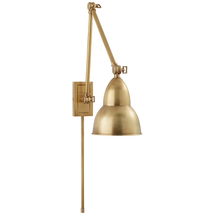 Frenchy Library Double Arm Wall Lamp-Visual Comfort-VISUAL-S 2602HAB-Wall LightingHand-Rubbed Antique Brass-3-France and Son