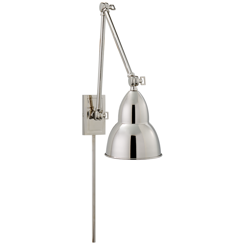 Frenchy Library Double Arm Wall Lamp-Visual Comfort-VISUAL-S 2602PN-Wall LightingPolished Nickel-4-France and Son