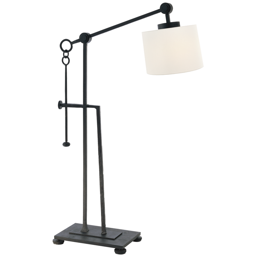 Aspenia Forged Iron Table Lamp-Visual Comfort-VISUAL-S 3030BR-L-Table LampsBlack Rust/Linen Shade-1-France and Son