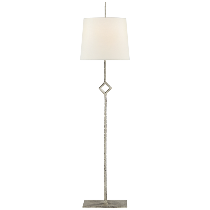 Cranstie Buffet Lamp-Visual Comfort-VISUAL-S 3407BSL-L-Table LampsBurnished Silver Leaf-Linen Shade-3-France and Son