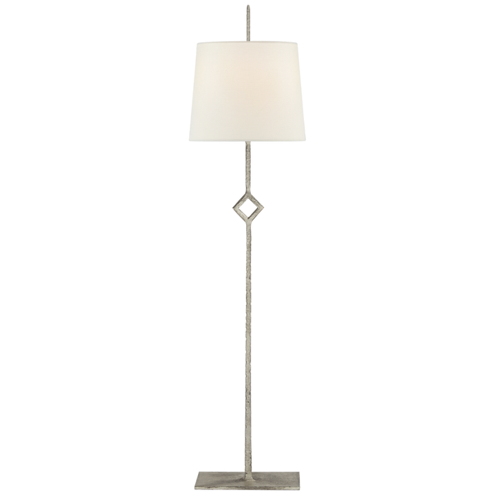 Cranstie Buffet Lamp-Visual Comfort-VISUAL-S 3407BSL-L-Table LampsBurnished Silver Leaf-Linen Shade-3-France and Son