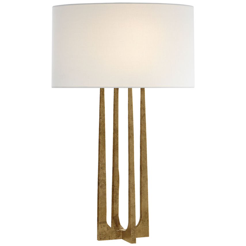 Starla Hand-Forged Table Lamp-Visual Comfort-VISUAL-S 3513GI-L-Table LampsGilded Iron/Linen Shade-3-France and Son