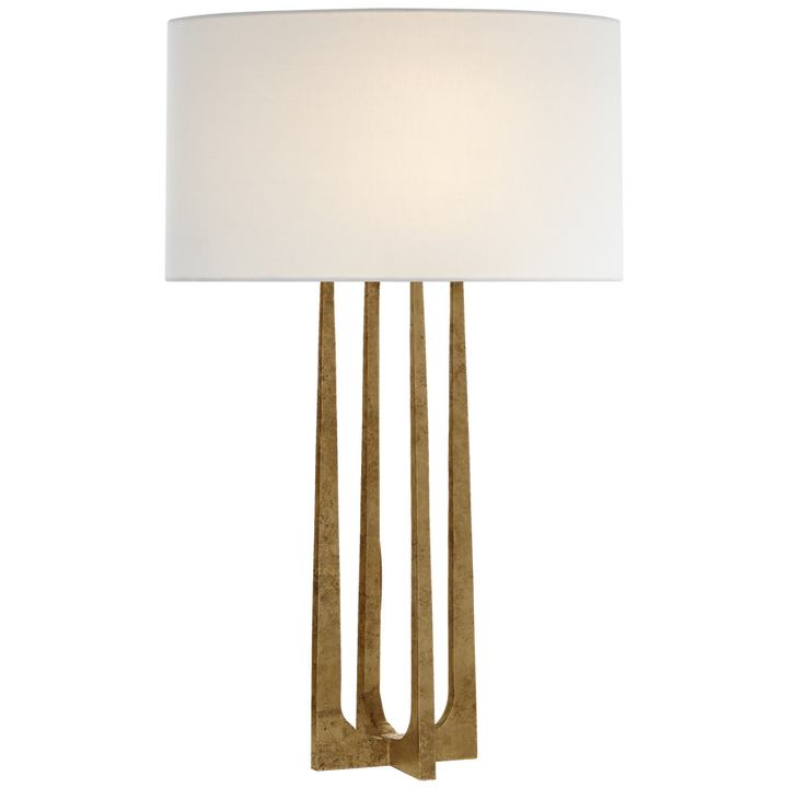 Starla Hand-Forged Table Lamp-Visual Comfort-VISUAL-S 3513GI-L-Table LampsGilded Iron/Linen Shade-3-France and Son