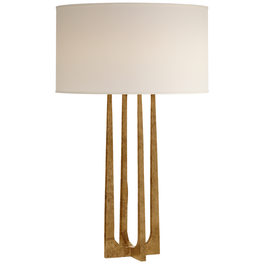 Starla Hand-Forged Table Lamp-Visual Comfort-VISUAL-S 3513GI-PL-Table LampsGilded Iron/Natural Percale Shade-4-France and Son