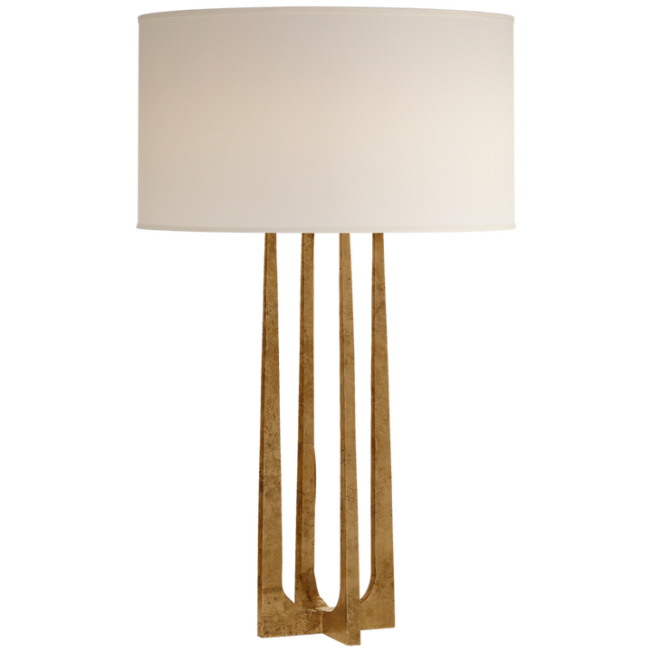 Starla Hand-Forged Table Lamp-Visual Comfort-VISUAL-S 3513GI-PL-Table LampsGilded Iron/Natural Percale Shade-4-France and Son