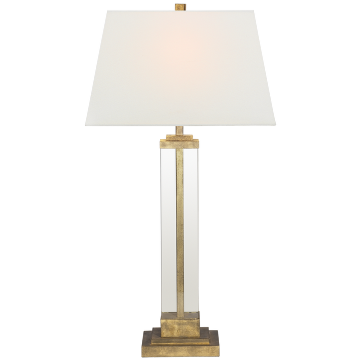 Wrighty Table Lamp-Visual Comfort-VISUAL-S 3701GI-L-Table LampsGilded Iron and Glass with Linen Shade-1-France and Son