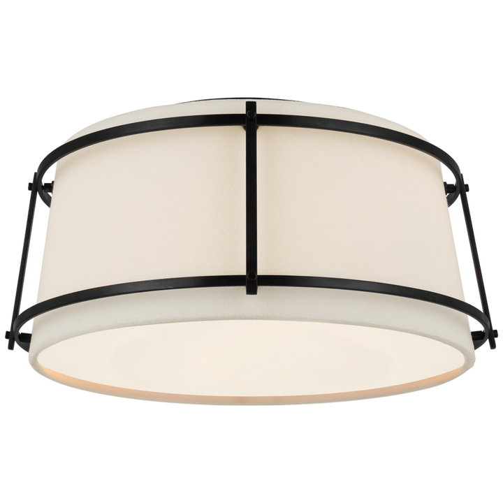 Callme Small Flush Mount-Visual Comfort-VISUAL-S 4685BZ-L/FA-Flush MountsBronze/Linen Shade and Frosted Acrylic Diffuser-1-France and Son