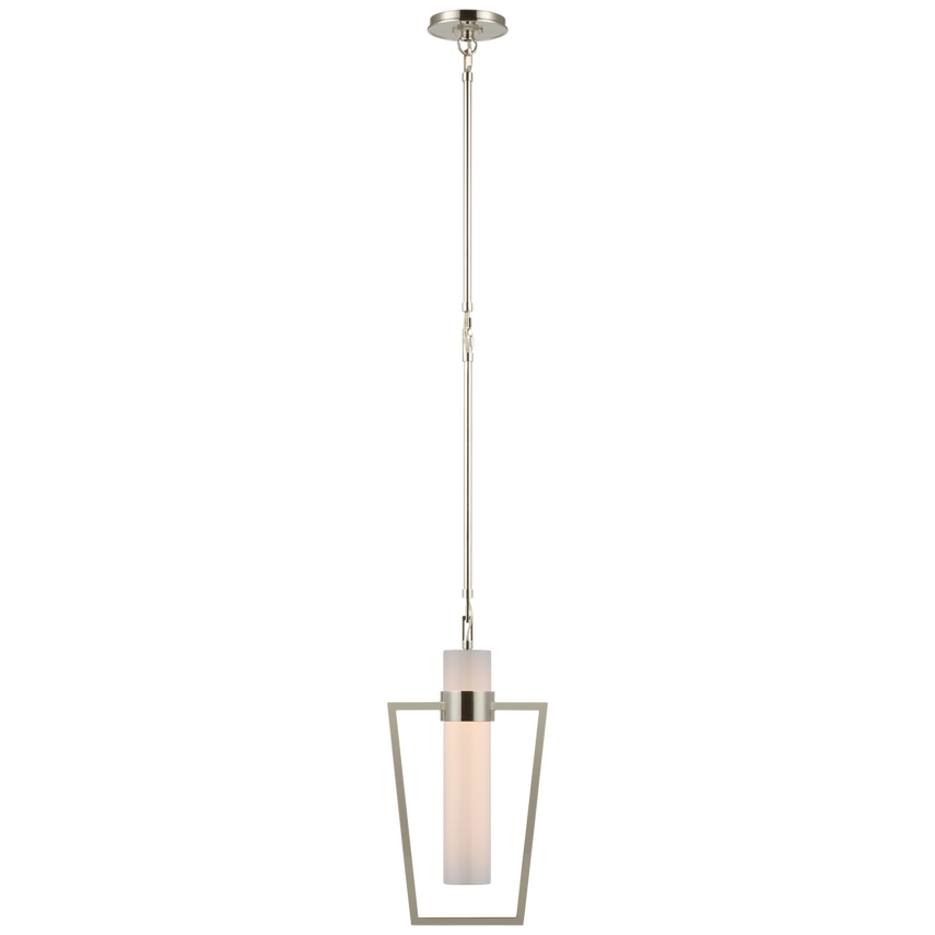 Pregone Petite Caged Pendant-Visual Comfort-VISUAL-S 5676PN-WG-PendantsWhite Glass-Polished Nickel-6-France and Son