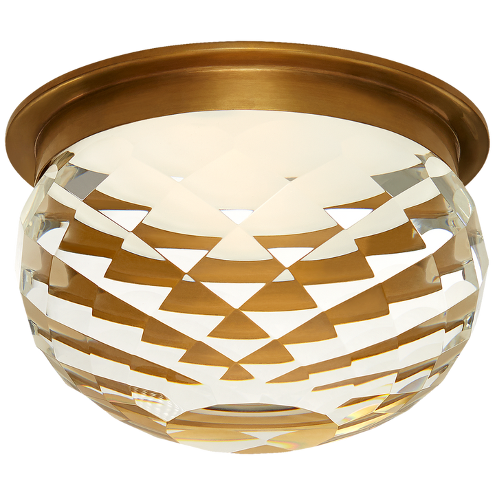 Hillda 5.5" Solitaire Flush Mount-Visual Comfort-VISUAL-S 7000HAB-CG-Flush MountsHand-Rubbed Antique Brass-Crystal-3-France and Son