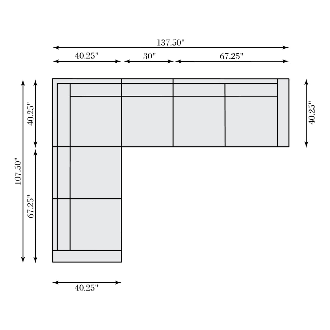 Ventura Leather 4-Piece Sectional