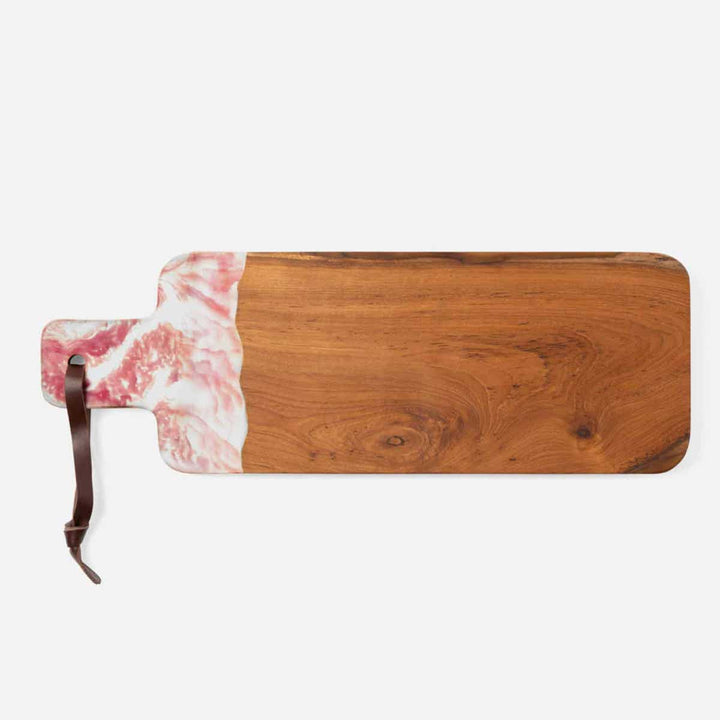 Austin Pink Swirled Serving Board Resin/Natural Teak 22X75