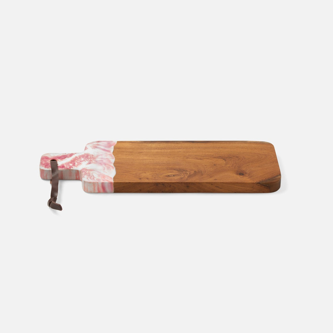 Austin Pink Swirled Serving Board Resin/Natural Teak 22X75
