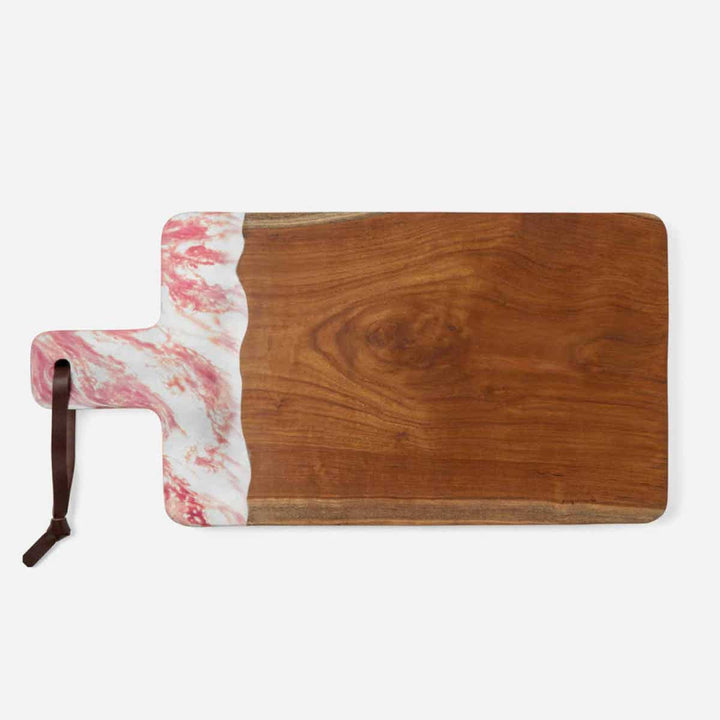 Austin Pink Swirled Serving Board Resin/Natural Teak 235X12