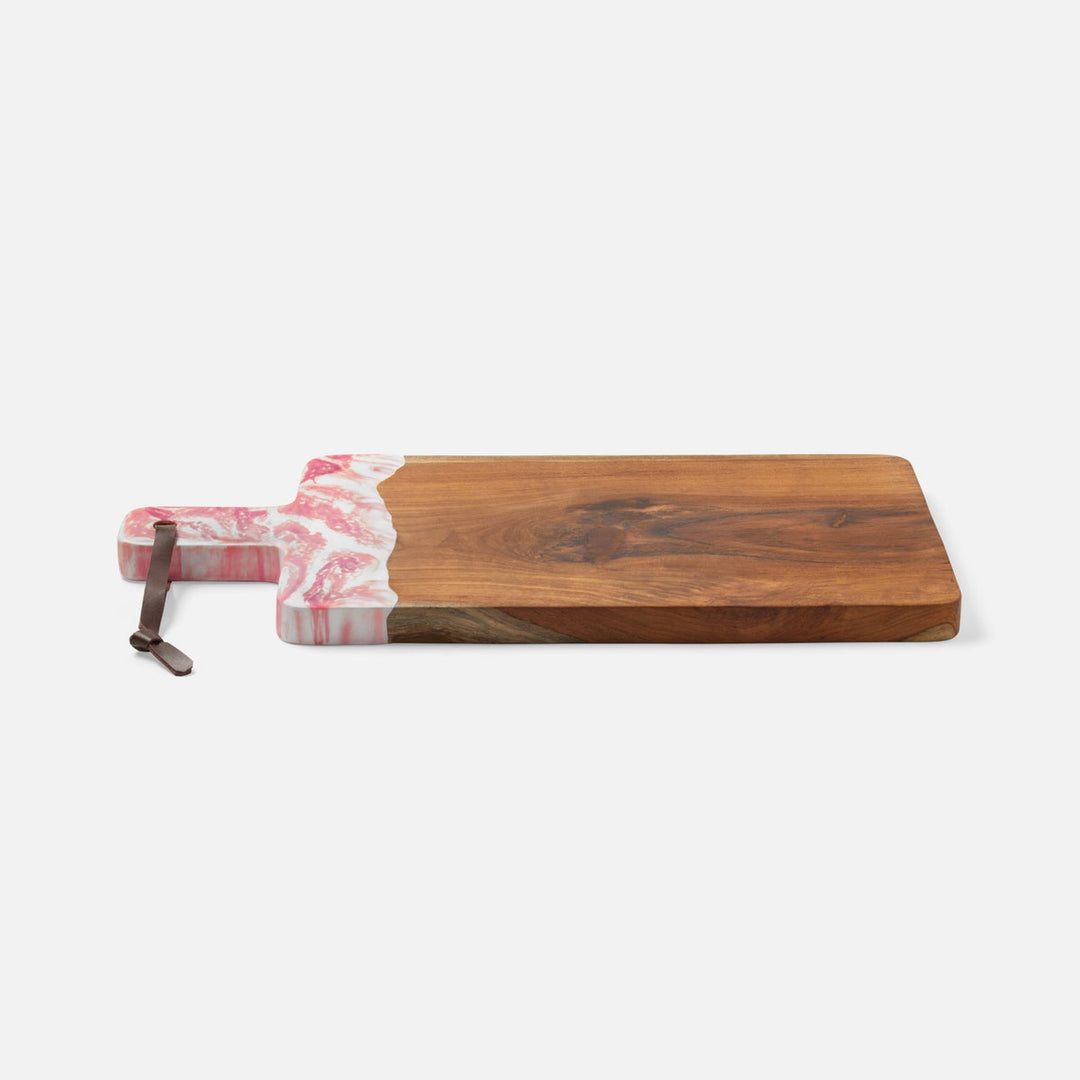 Austin Pink Swirled Serving Board Resin/Natural Teak 235X12