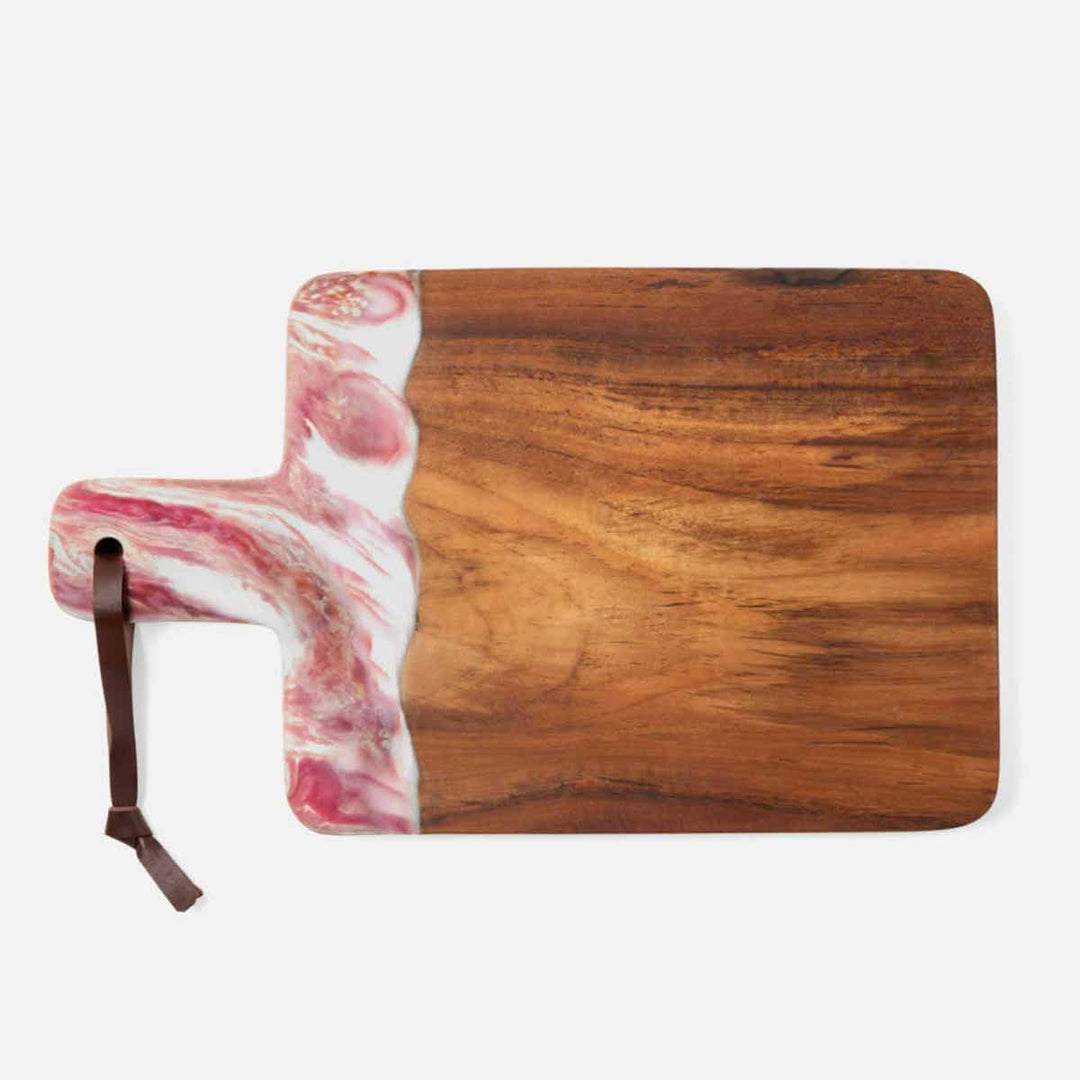 Austin Pink Swirled Serving Board Resin/Natural Teak 195X12
