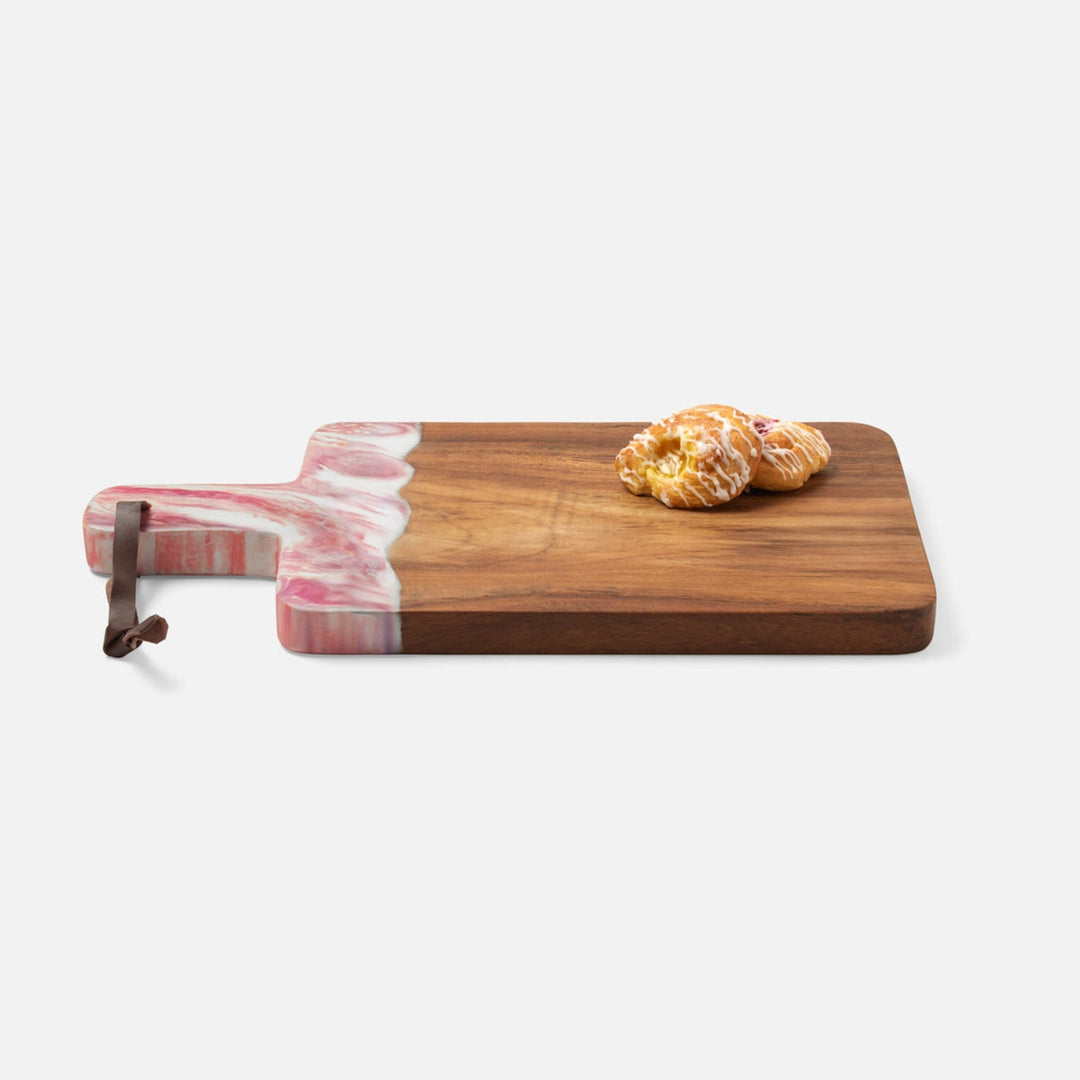 Austin Pink Swirled Serving Board Resin/Natural Teak 195X12