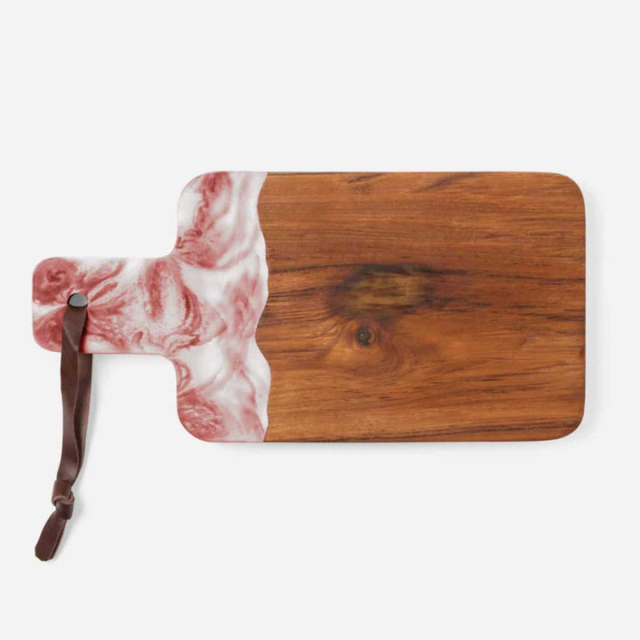 Austin Pink Swirled Resin/Natural Teak Serving Board 165X8