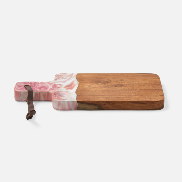 Austin Pink Swirled Resin/Natural Teak Serving Board 165X8