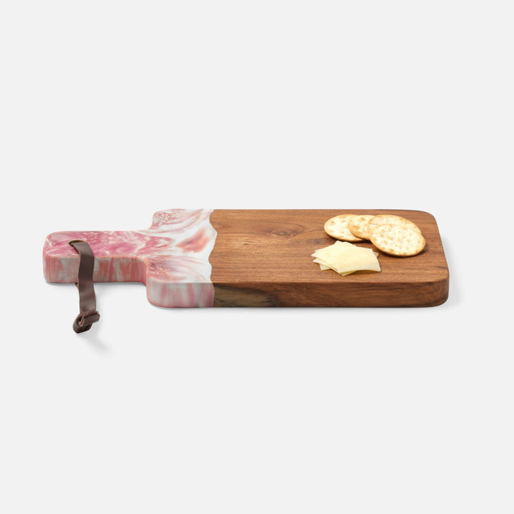 Austin Pink Swirled Resin/Natural Teak Serving Board 165X8