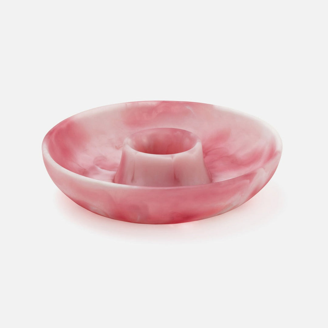 Hugo Pink Swirled Chip And Dip Bowl Resin