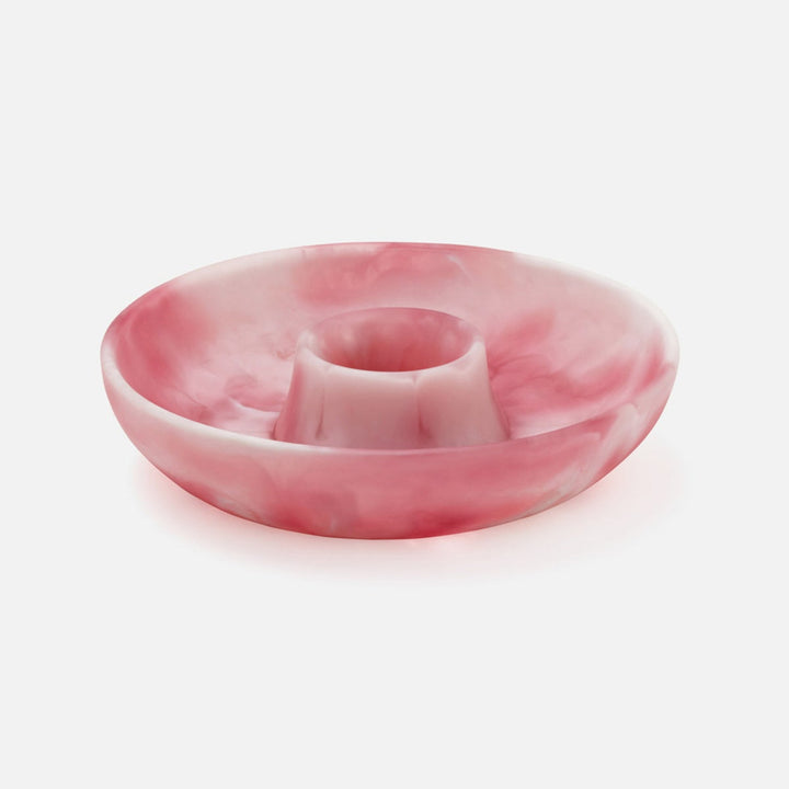 Hugo Pink Swirled Chip And Dip Bowl Resin