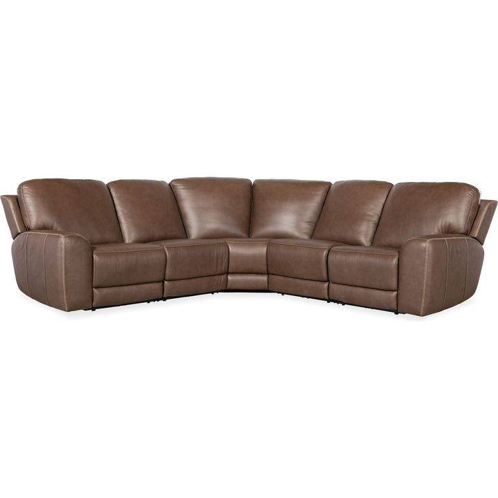 Sectionals: Recliners Torres 5 Piece Sectional with Power Recline & Power Headrest (Configuration 2) - Dark Brown