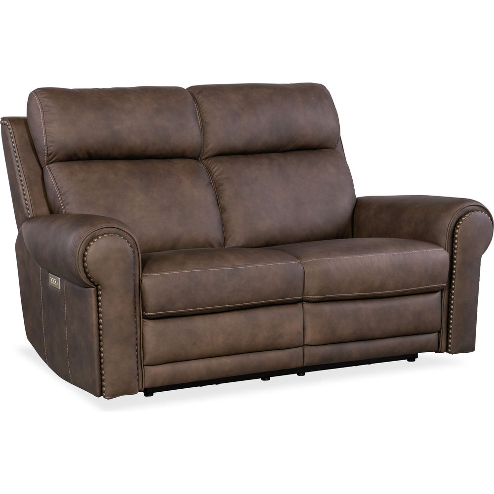 Duncan Power Loveseat with Power Headrest & Lumbar - Dark Brown