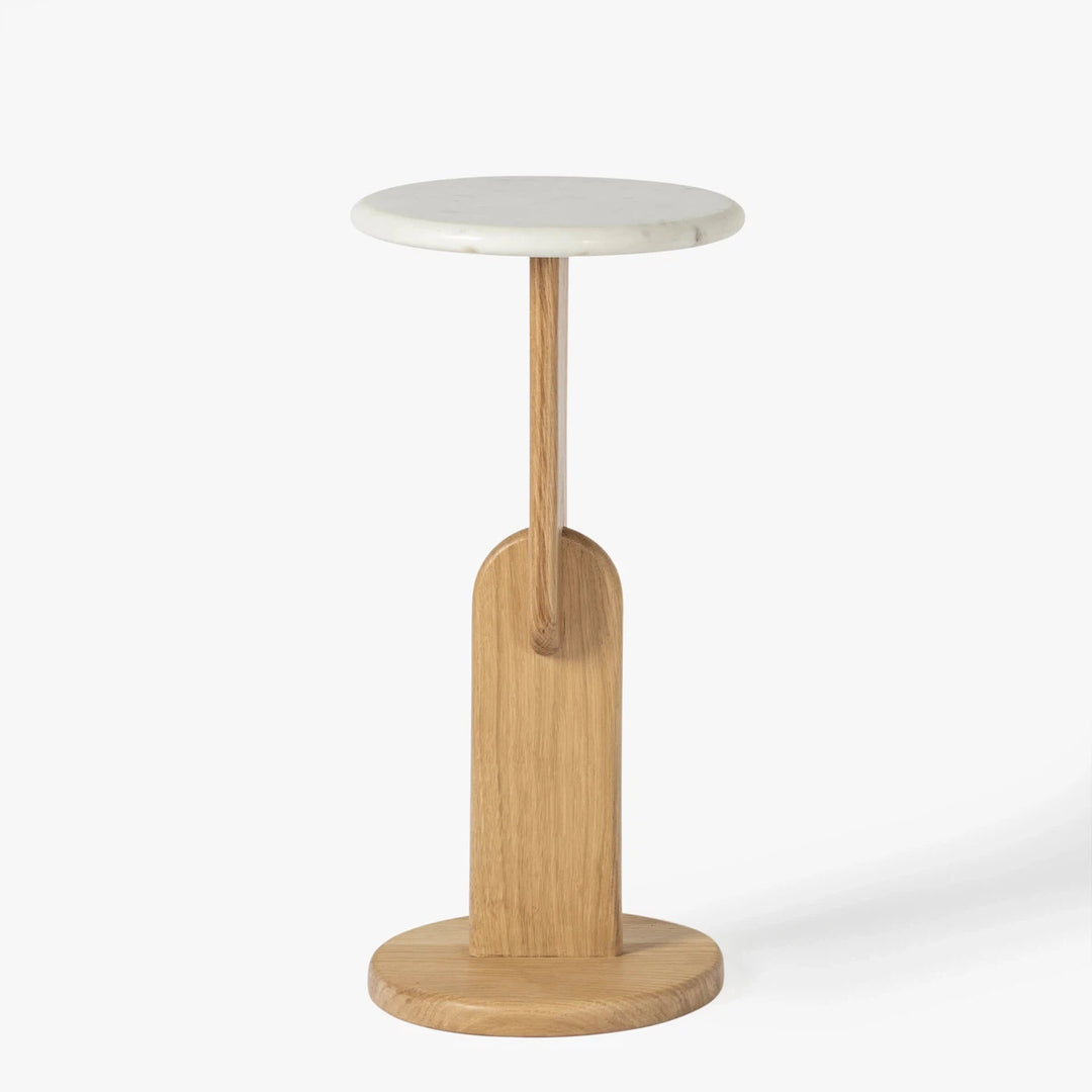 Ellen Drink Table - Oak / White Marble