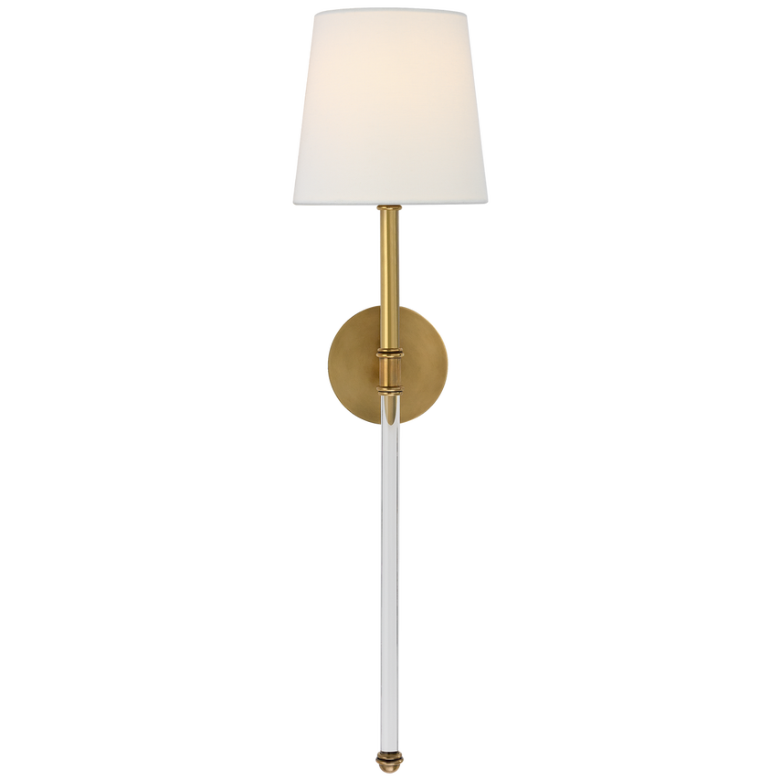 Camila Large Tail Sconce-Visual Comfort-VISUAL-SK 2017HAB-L-Wall LightingHand-Rubbed Antique Brass-Linen-5-France and Son