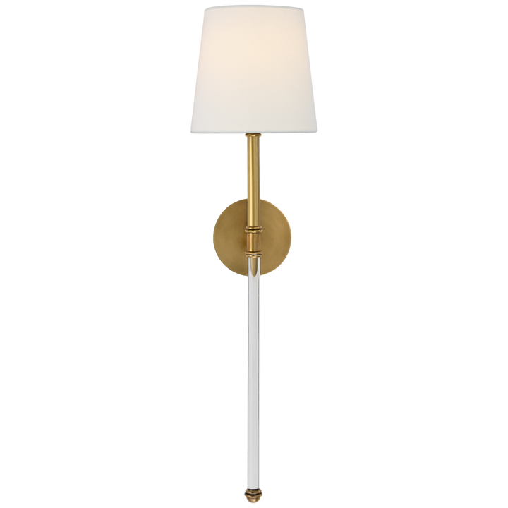 Camila Large Tail Sconce-Visual Comfort-VISUAL-SK 2017HAB-L-Wall LightingHand-Rubbed Antique Brass-Linen-5-France and Son