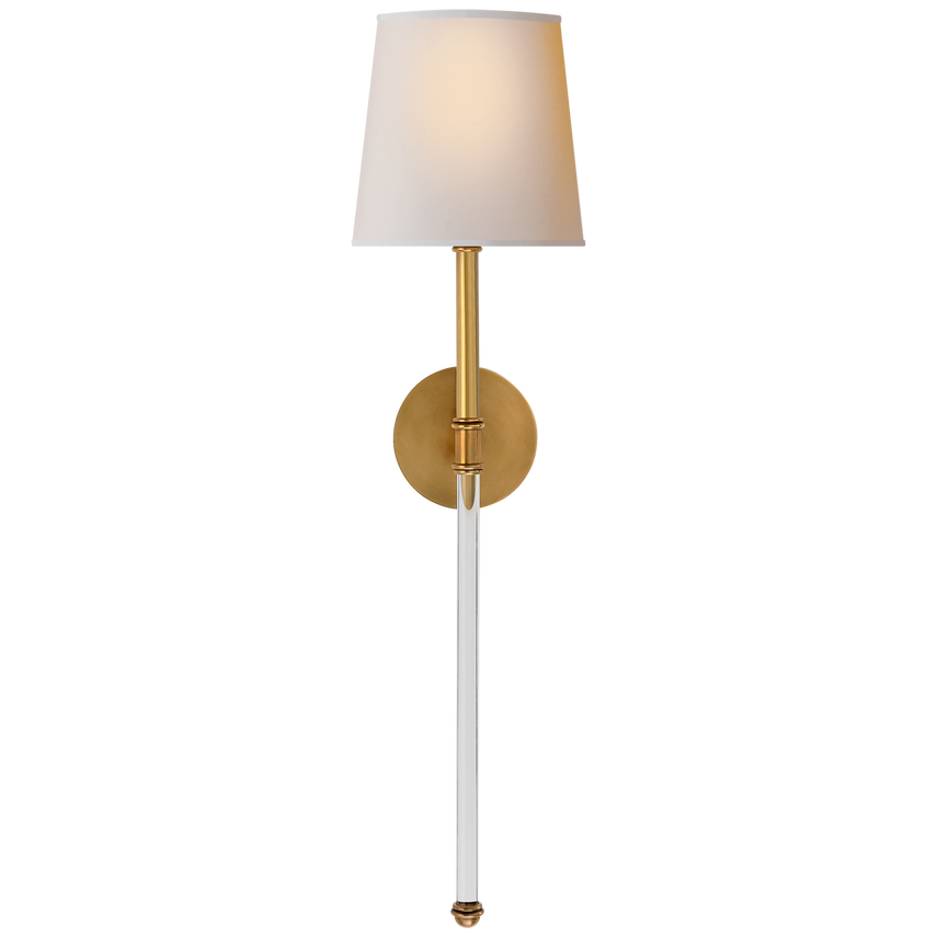 Camila Large Tail Sconce-Visual Comfort-VISUAL-SK 2017HAB-NP-Wall LightingHand-Rubbed Antique Brass-Natural Paper-6-France and Son