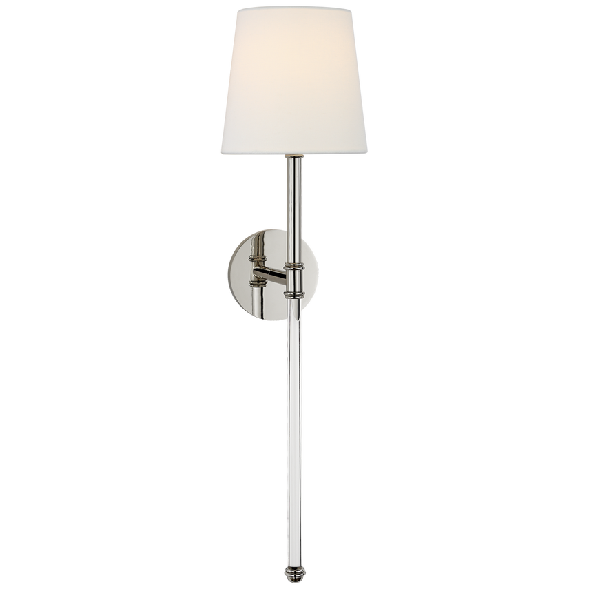 Camila Large Tail Sconce-Visual Comfort-VISUAL-SK 2017PN-L-Wall LightingPolished Nickel-Linen-7-France and Son