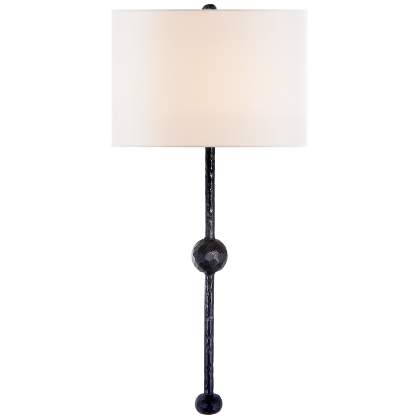 Carry Rail Sconce-Visual Comfort-VISUAL-SK 2263AI-L-Wall LightingAged Iron/Linen Shade-1-France and Son