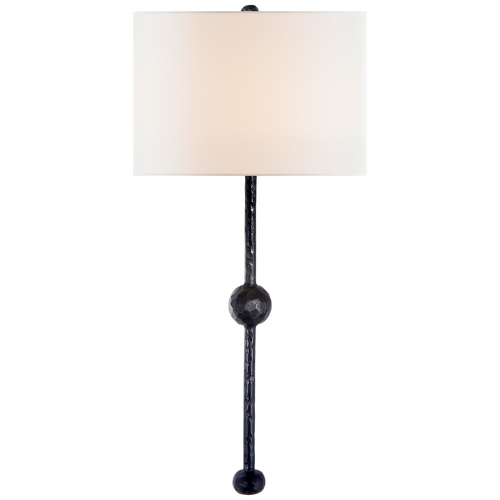 Carry Rail Sconce-Visual Comfort-VISUAL-SK 2263AI-L-Wall LightingAged Iron/Linen Shade-1-France and Son