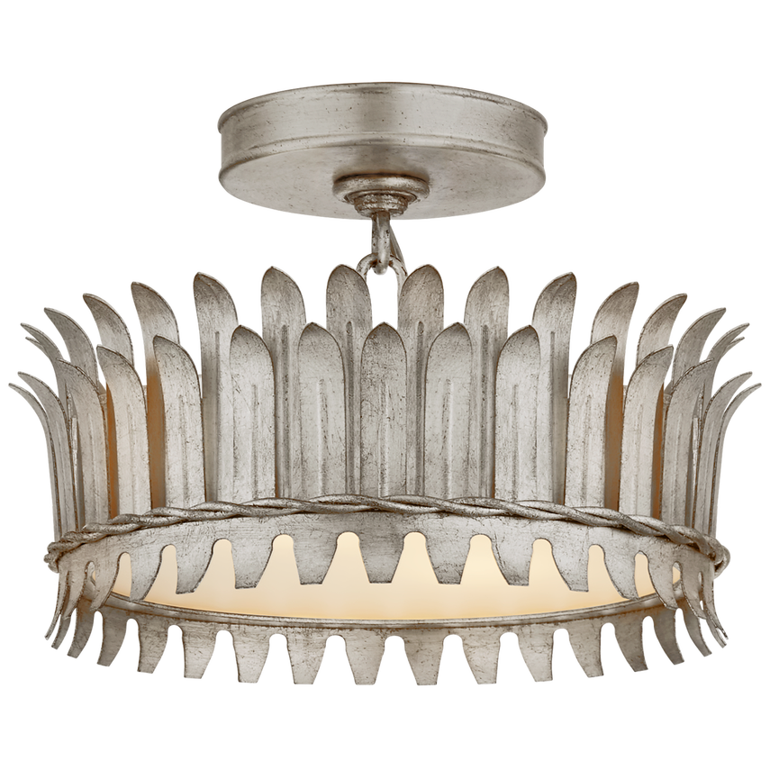 Leslar 12" Semi-Flush-Visual Comfort-VISUAL-SK 4205BSL-Flush MountsBurnished Silver Leaf/Frosted Glass-1-France and Son