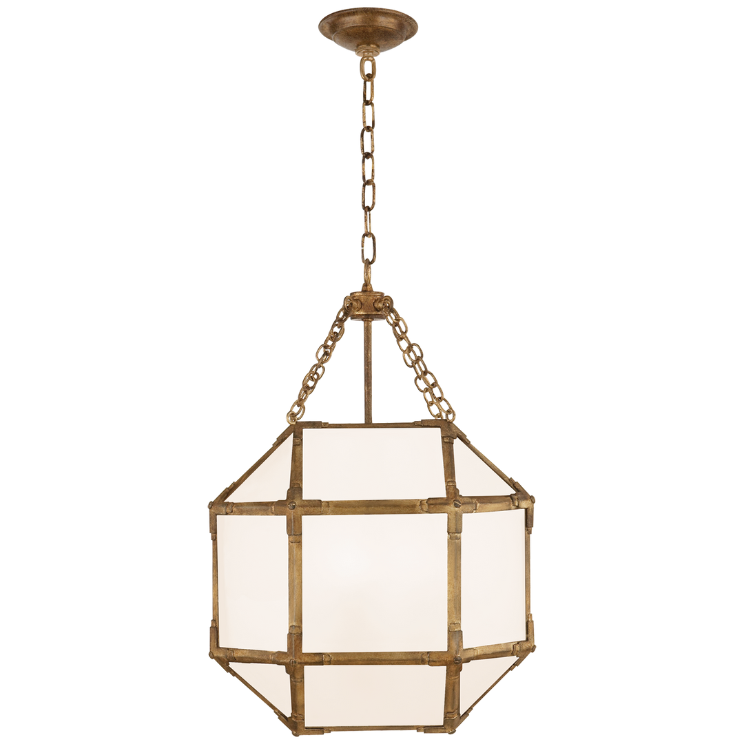 Momogi Small Lantern-Visual Comfort-VISUAL-SK 5008GI-WG-PendantsGilded Iron-White Glass-6-France and Son