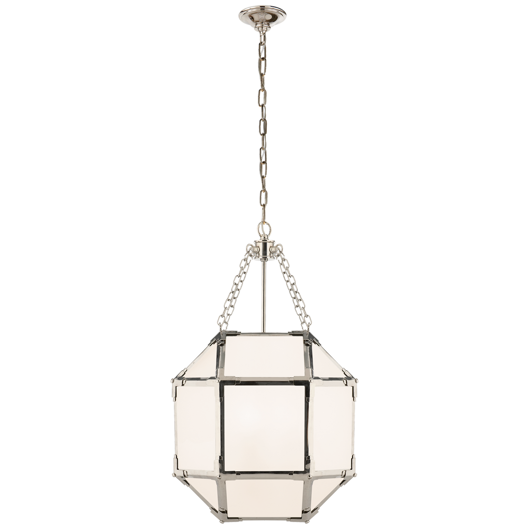 Momogi Small Lantern-Visual Comfort-VISUAL-SK 5008PN-WG-PendantsPolished Nickel-White Glass-9-France and Son