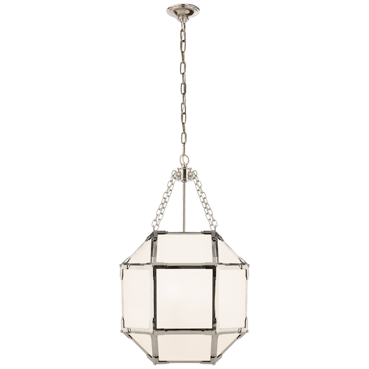 Momogi Small Lantern-Visual Comfort-VISUAL-SK 5008PN-WG-PendantsPolished Nickel-White Glass-9-France and Son