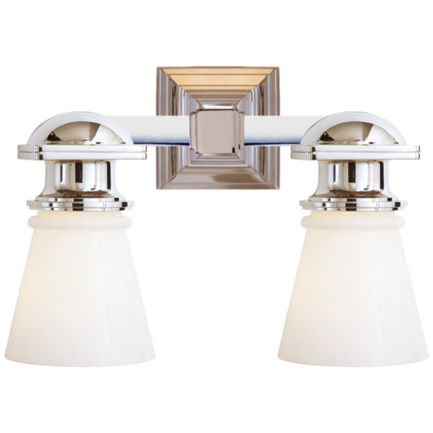 New Yorker Subway Double Light-Visual Comfort-VISUAL-SL 2152CH-WG-Wall LightingChrome-White Glass-3-France and Son