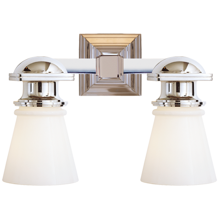 New Yorker Subway Double Light-Visual Comfort-VISUAL-SL 2152CH-WG-Wall LightingChrome-White Glass-3-France and Son