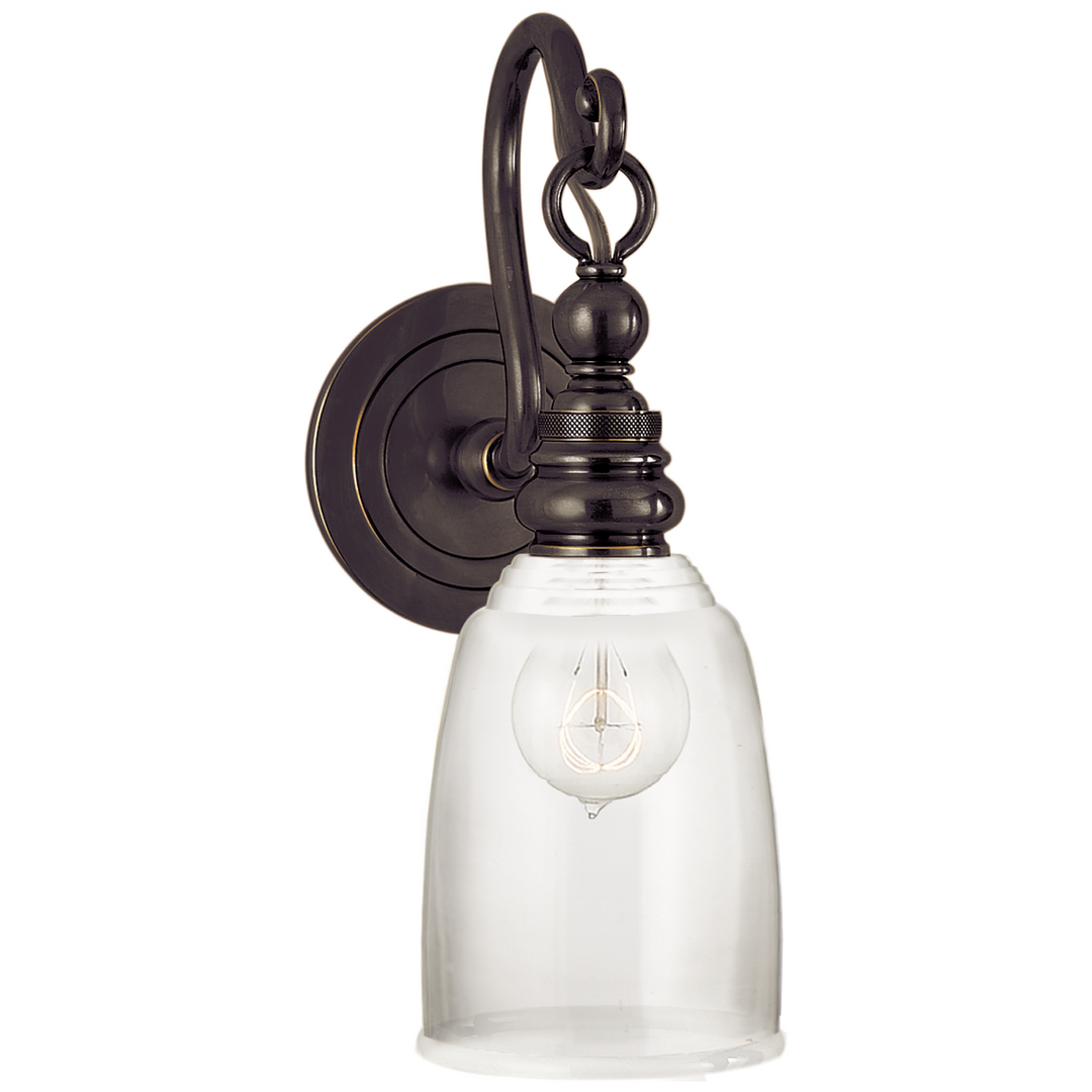 Brighton Loop Arm Sconce-Visual Comfort-VISUAL-SL 2934BZ-CG-Wall LightingBronze-Clear Glass-3-France and Son