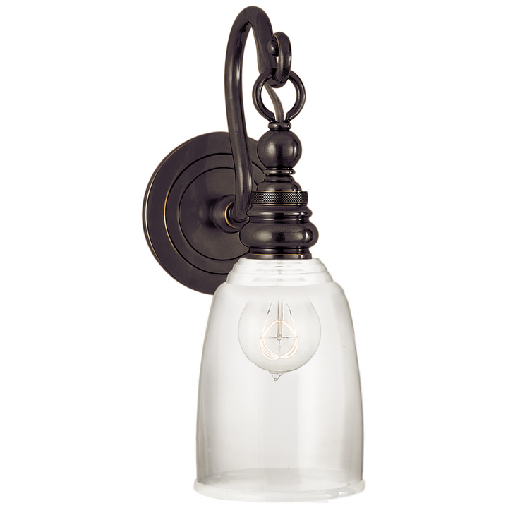 Brighton Loop Arm Sconce-Visual Comfort-VISUAL-SL 2934BZ-CG-Wall LightingBronze-Clear Glass-3-France and Son