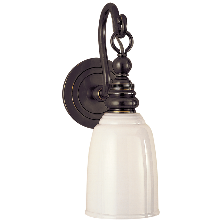 Brighton Loop Arm Sconce-Visual Comfort-VISUAL-SL 2934BZ-WG-Wall LightingBronze-White Glass-4-France and Son